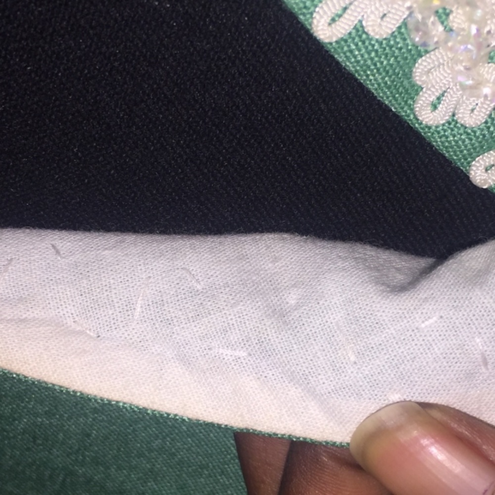 Vintage 60's Custom-made green dress with beaded decorative trim - Picture 9 of 11